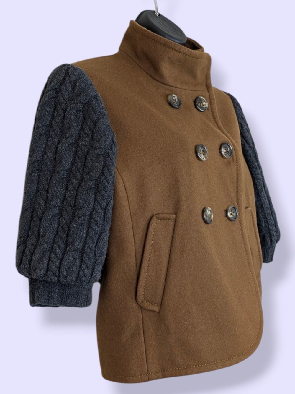 BCBGMaxazria Wool & Lamb's Wool 1/2 Sleeve Coat - Picture 2 of 12